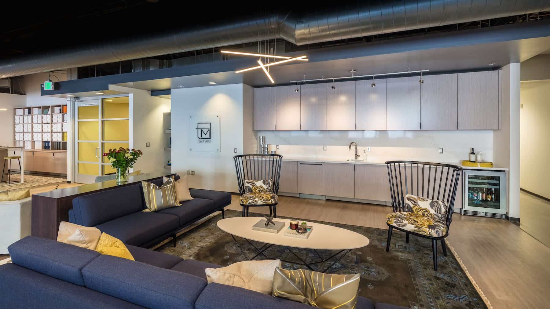 Waiting Room teammates showroom creative office entrance ideas 1commercial interior designers in Hyderabad