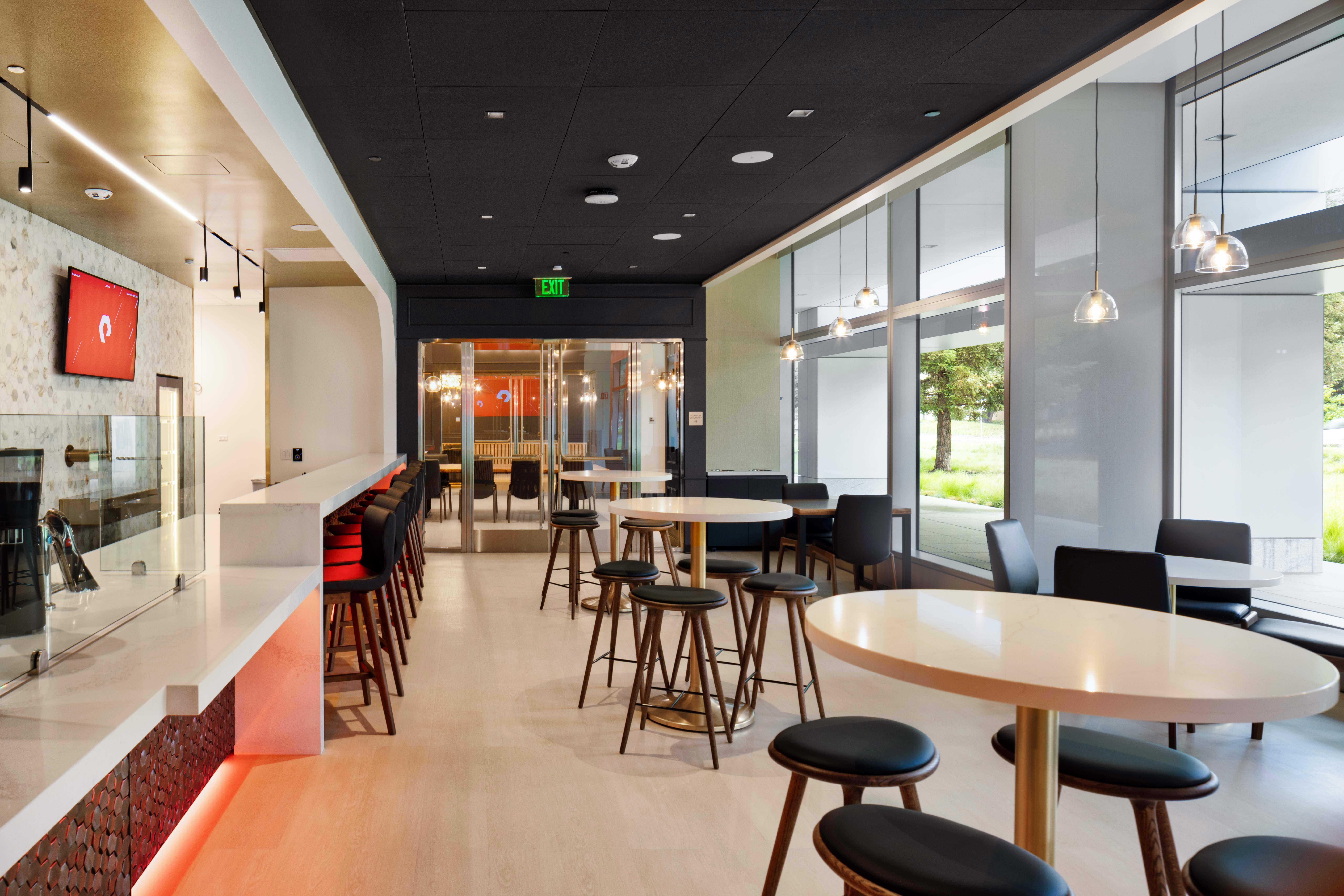 Contemporary cafe interior featuring sleek design, well-lit space, and stylish furniture in Dubai.